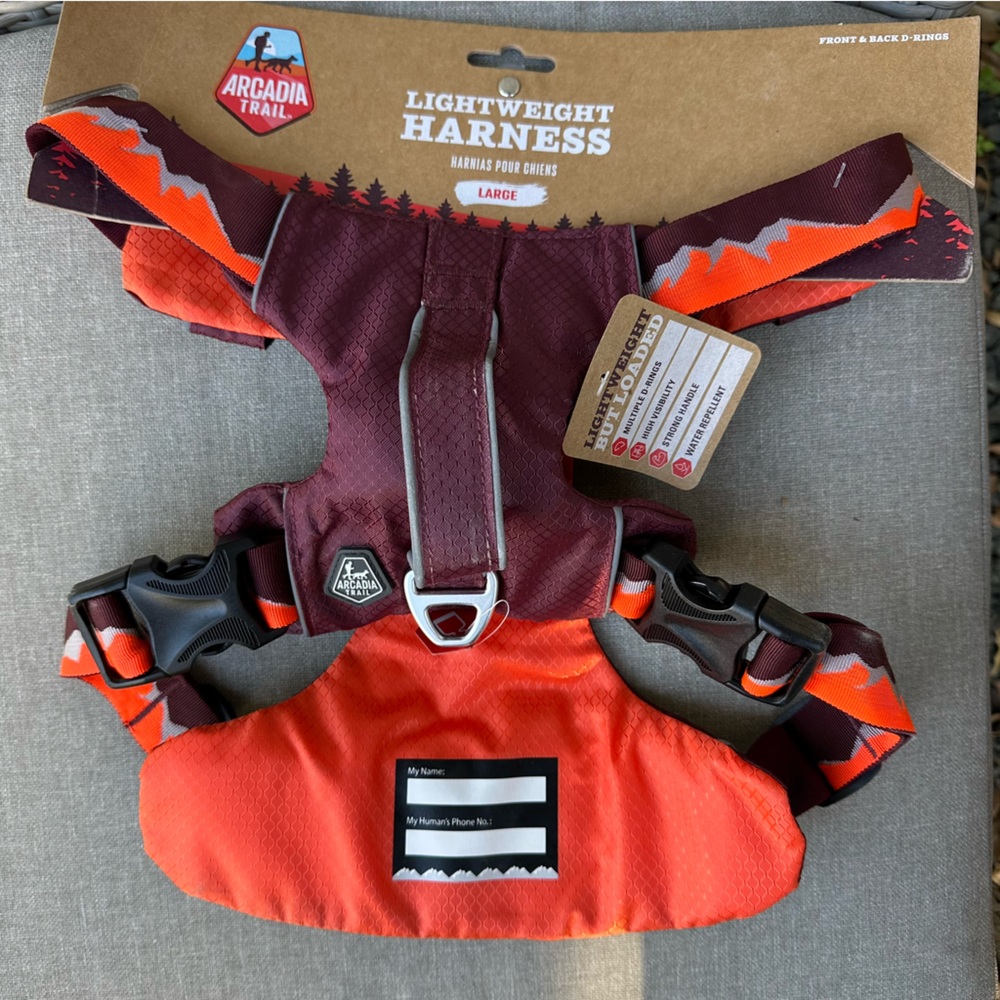 Arcadia Trail | Lightweight Dog Harness | Berry and Orange | Sz Large